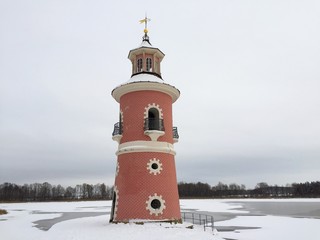 Leuchtturm in Moritzburg im Winter