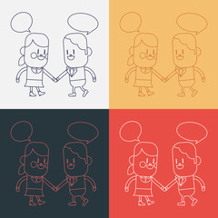 Character illustration design. Girl and boy talking cartoon,eps