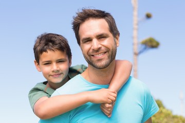 Father and son in the countryside