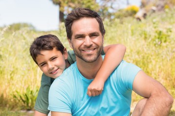 Father and son in the countryside