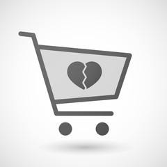 Shopping cart icon with a broken heart