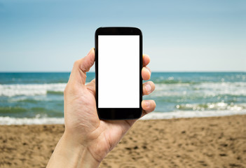 smartphone on the beach