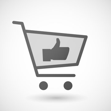 Shopping cart icon with a thumb hand