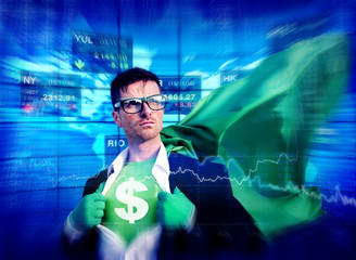 Dollar Sign Strong Superhero Professional Empowerment Concept