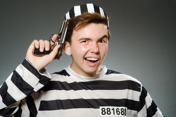 Prison inmate in funny concept