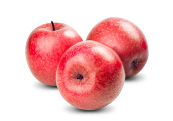 Isolated Red apples on white background. Fresh diet fruit with