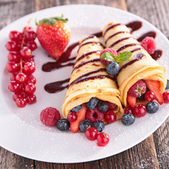 crepe with chocolate and strawberry