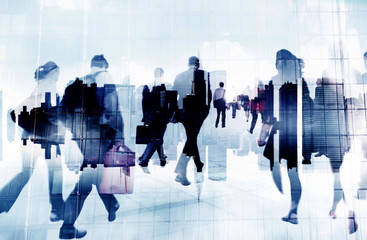 Commuter Business People Cityscape Corporate Travel Concept