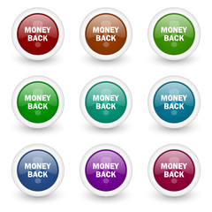 money back vector icon set