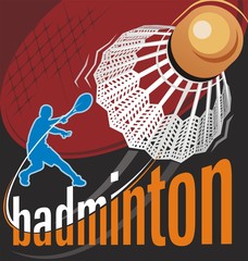 badminton poster vector - obrazy, fototapety, plakaty