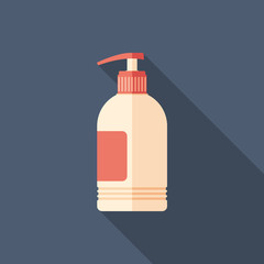 Liquid soap flat square icon with long shadows.