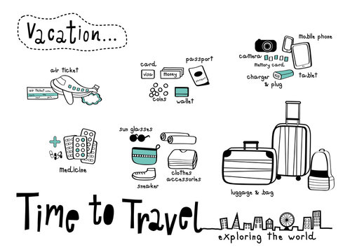 Time to Travel Doodle White background