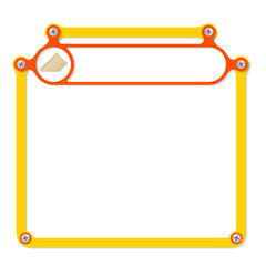 yellow frame for text with screws and red frame for headline