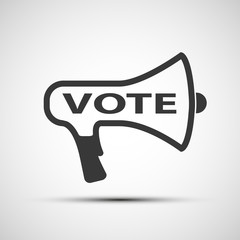 icon megaphone with the word vote