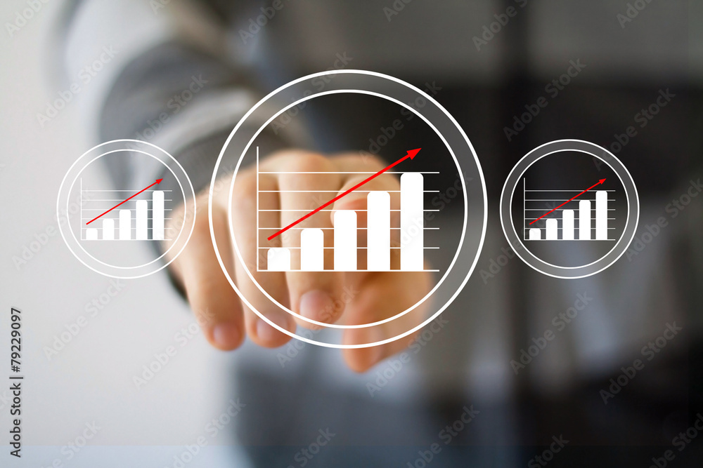 Aufkleber man with chart business diagram web