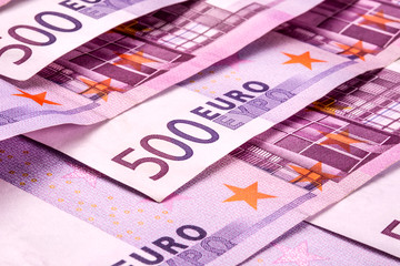 Several 500 euro banknotes are adjacent. symbolic photo for weal