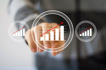 Man with chart business diagram web