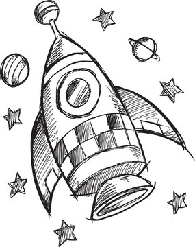 Doodle Sketch Rocket Vector Illustration Art