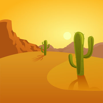 Cartoon illustration of a desert background