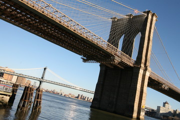 NY Brooklyn bridge, view from Manhattan, USA