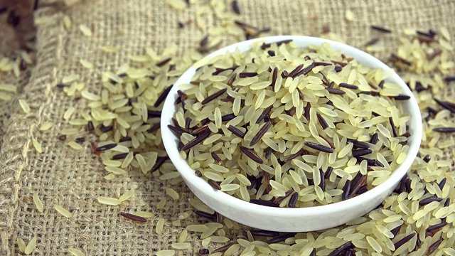 Portion of raw mixed Rice (seamless loopable 4K footage)