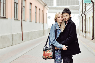 Happy young hipsters couple portrait