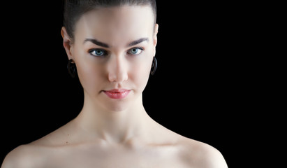 Fototapeta premium Portrait of beautiful sensual woman, close-up. Studio shot.