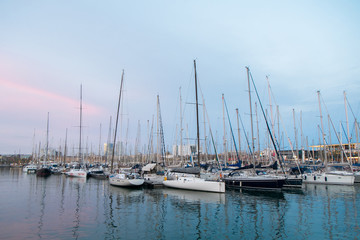 Plakat Marina with yachts and boats