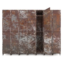 Empty old lockers isolate on white background
