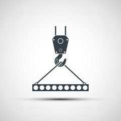 Vector icons of industrial hook with reinforced concrete slab
