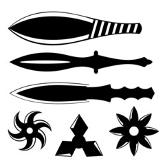 Set of silhouettes bladed weapons. Vector illustration.