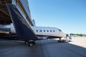 Fototapeta na wymiar Business jet airpane on the ground.