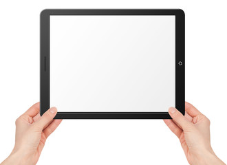 Modern computer tablet with hands