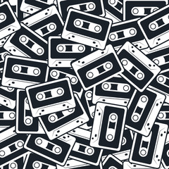Cassettes vector seamless pattern In Retro style.