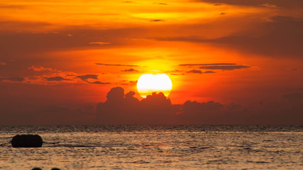 Siluette of Sunset at chonburi,thailand in summer