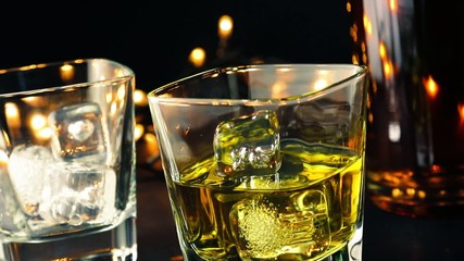 pouring whiskey on bar table, whisky relax time concept