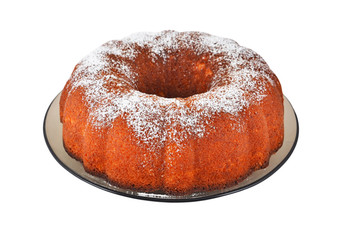 Biscuit cake with shugar, isolated on white background