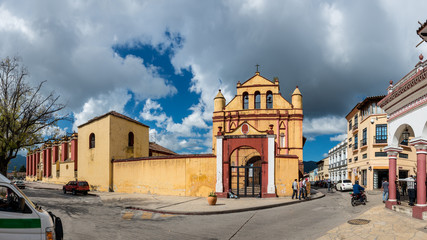 Naklejka premium Huge Panorama of main church at San Cristobal de las Casas, Chia