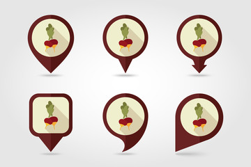 Radish flat icon with long shadow