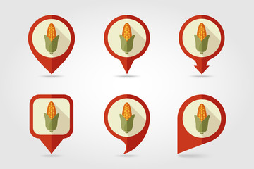 Corn flat icon with long shadow