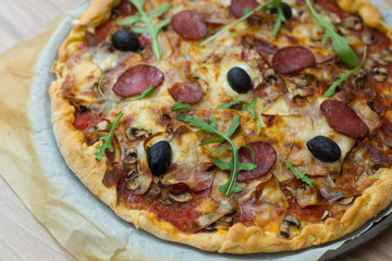 Fresh Delicious Pepperoni Pizza Homemade