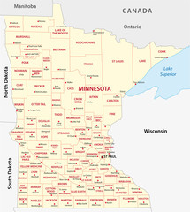 Fototapeta premium minnesota administrative map