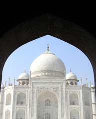 Iconic Taj Mahal view from the adjacent mosque