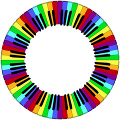 round colored piano keyboard frame
