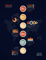 Timeline vector infographic. World map