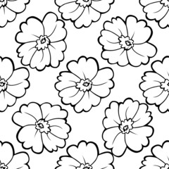 seamless pattern of black and white flowers Vector illustration