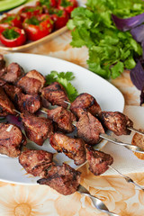 Shish kebab on skewers