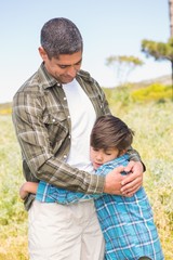 Father and son in the countryside