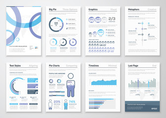 Collection of business brochures and infographic vector elements