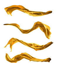 Abstract golden silk on white background